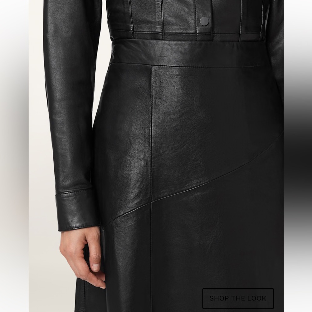 Allsaints Gia Leather Midi Skirt size us 8 - Picture 3 of 11